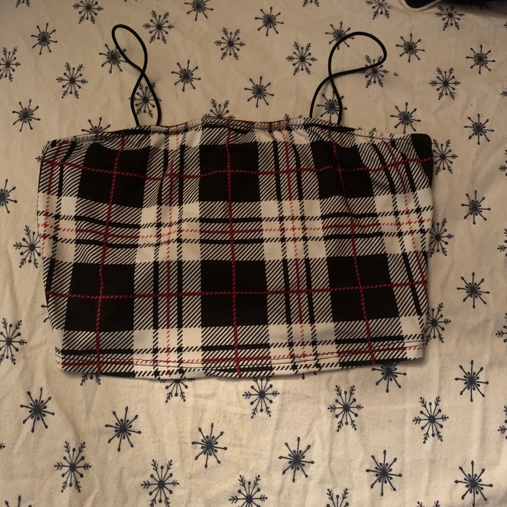plaid print crop top